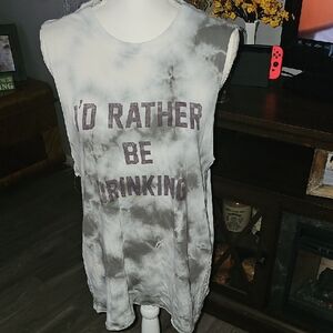 CHILLIONAIRE Graphic Sleeveless Tank, Tie-Dye sz Large. ID RATHER BE DRINKING